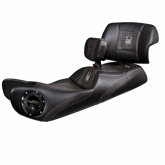 Spyder RT Seat, Driver Backrest and Passenger Backrest - Ultimate Ebony Croc Inlays, Logos and Fuel Door (2010 - 2019)