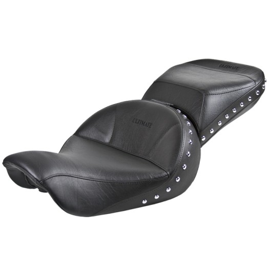 C.C. Rider One-Piece Driver & Passenger Seat For Harley Dyna Models 2006-2017 – Black PU Leather