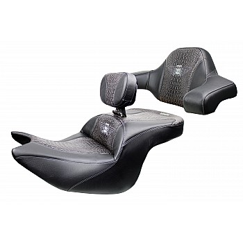 Goldwing Tour Seat, Driver Backrest and Ultimate Passenger Backrest - Ebony Croc Inlay (2018 - 2020)