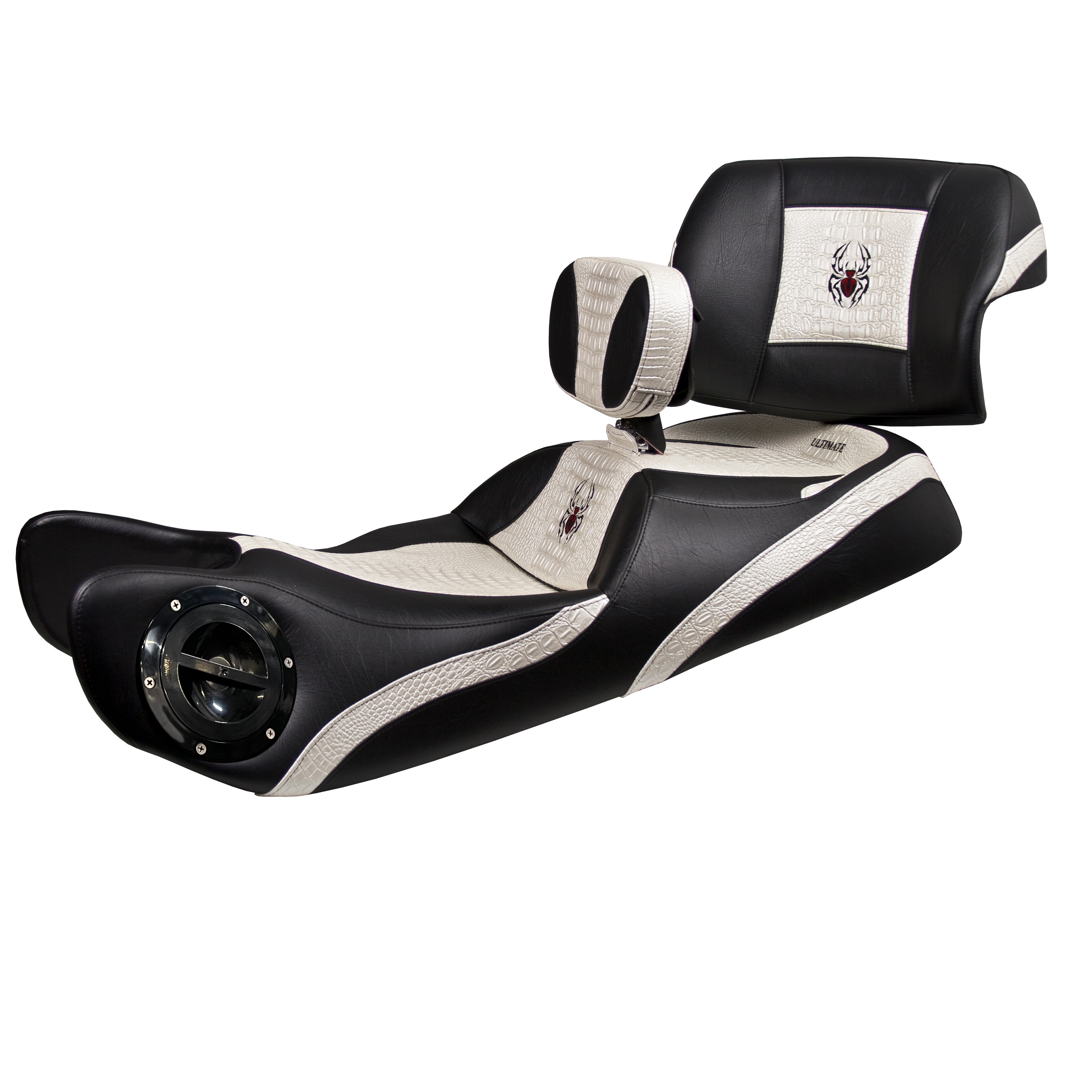 Spyder RT Seat, Driver Backrest and Passenger Backrest - Ultimate Pearl White Croc Inlays, Logos and Fuel Door (2010 - 2019)