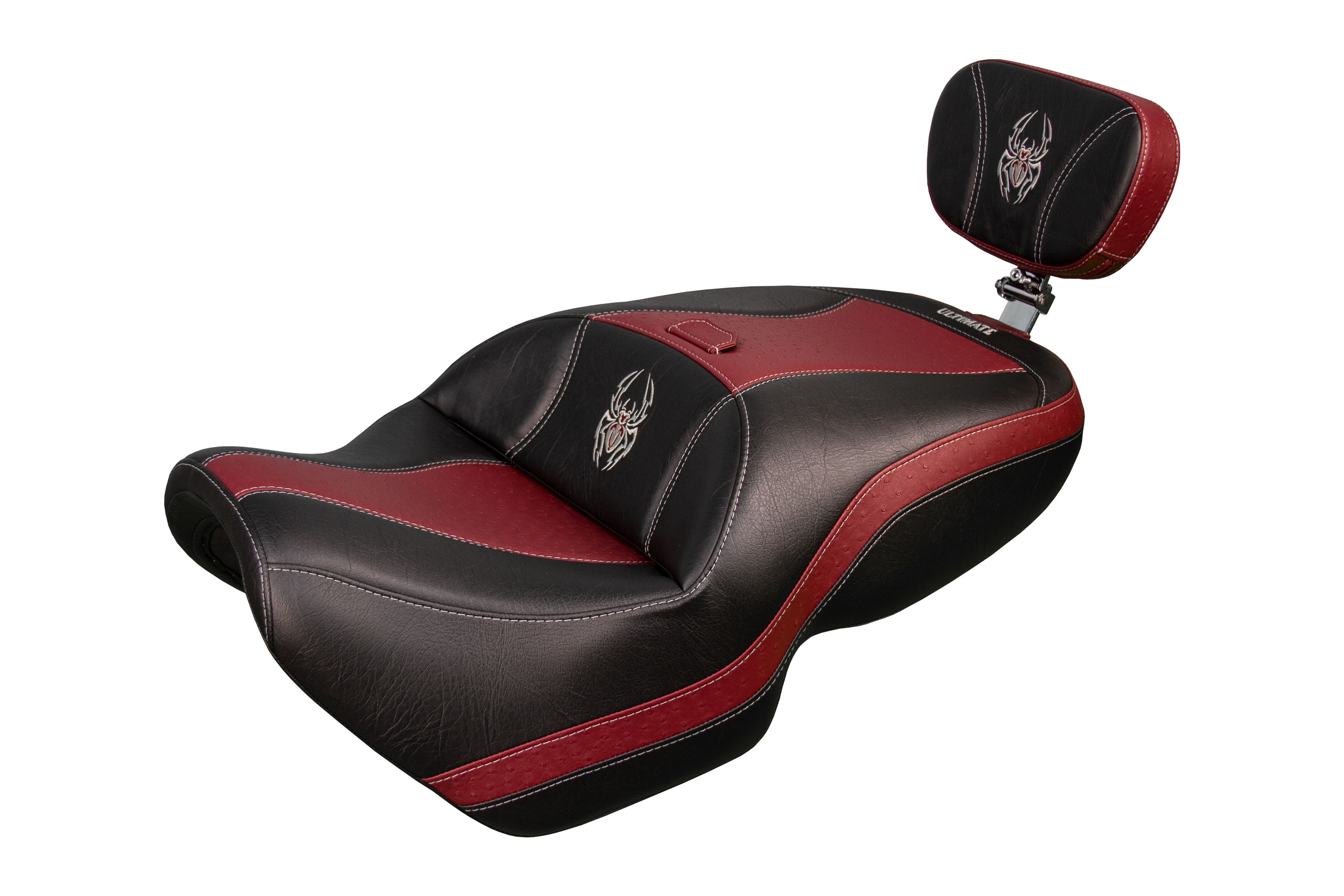 Spyder F3 Seat - Dark Red Ostrich Inlays and Logos (2020 and Newer)