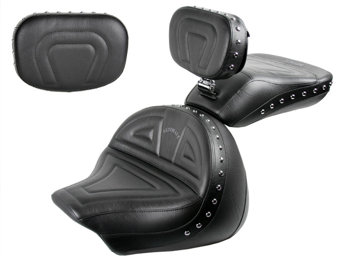 Royal Star Midrider Seat, Passenger Seat, Driver Backrest and Sissy Bar Pad - Plain or Studded
