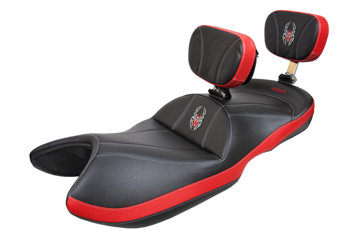 Spyder ST Seat - Side Bright Red Ostrich Inlays and Logos