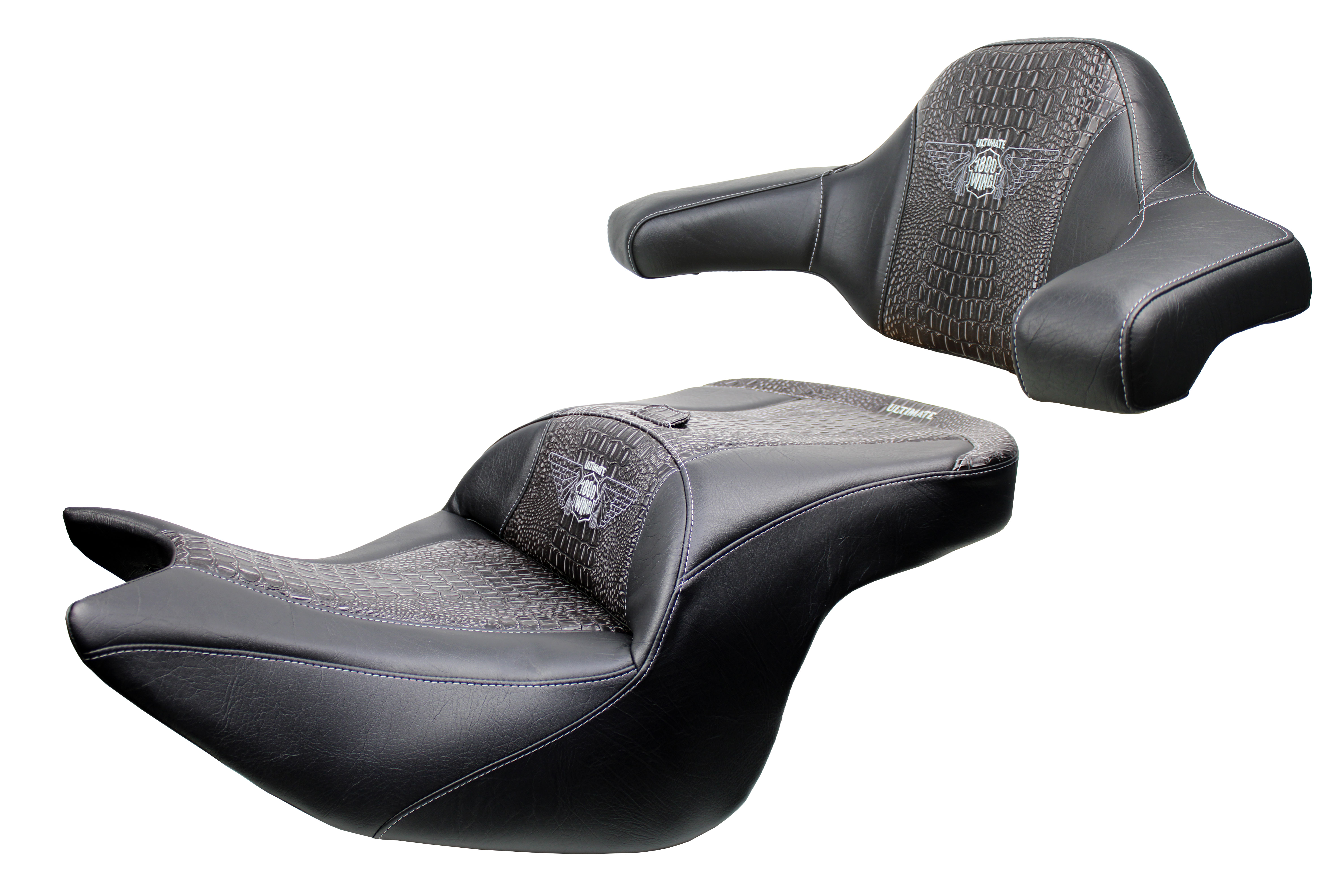 Goldwing Tour Seat, Driver Backrest and Ultimate Passenger Backrest - Ebony Croc Inlay (2018 - 2020)