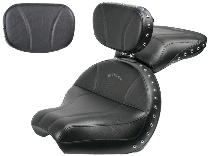 V-Star 1100 Custom Midrider Seat, Passenger Seat, Driver Backrest and Sissy Bar Pad - Plain or Studded