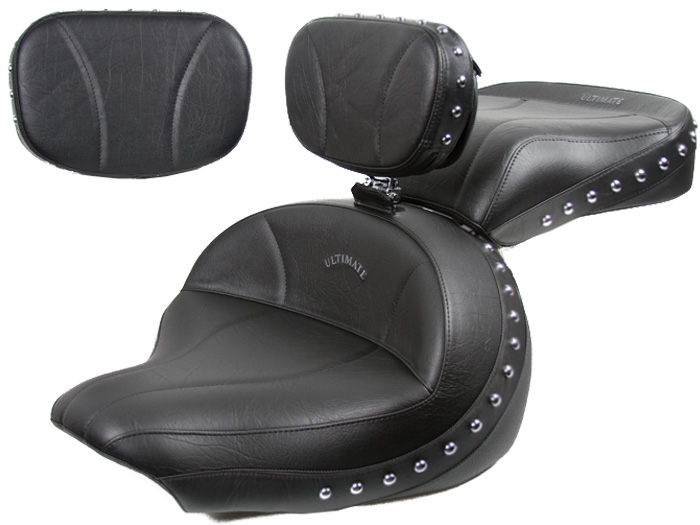V-Star 1300 Midrider Seat, Passenger Seat, Driver Backrest and Sissy Bar Pad - Plain or Studded